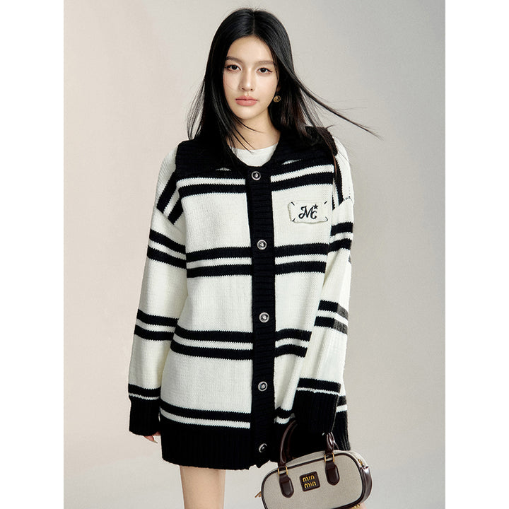 MacyMccoy Striped Silhouette Knit Cardigan