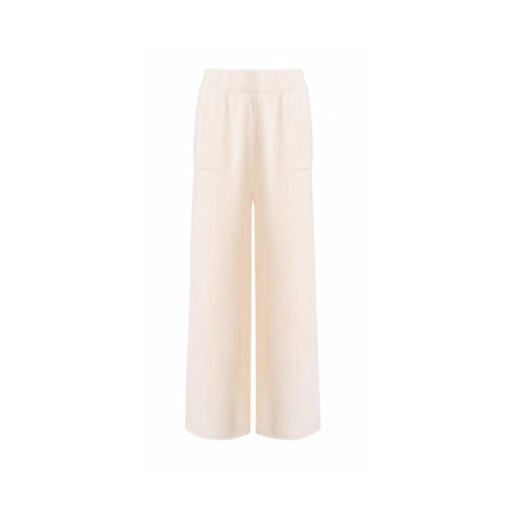 Kroche Elastic-Waist Casual Knit Pants Cream