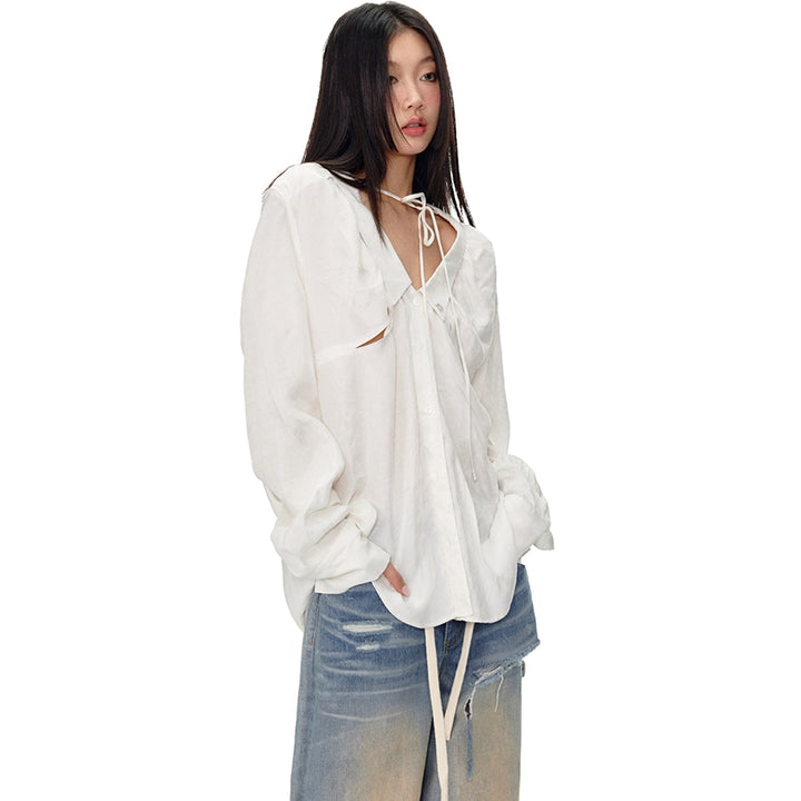 NotaWear Modern Cozy Wrinkled Oversize Shirt White