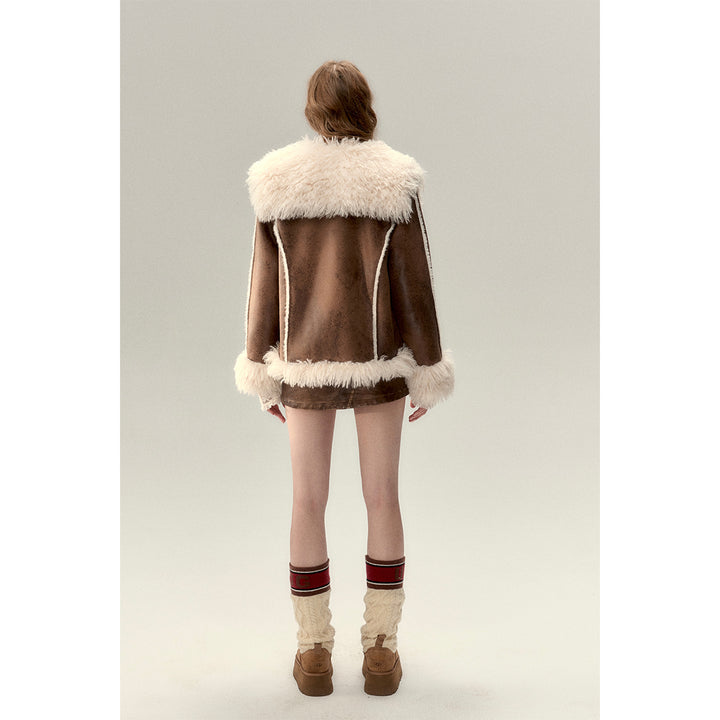 Via Pitti Rabbit Fur Faux Leather Thick Jacket - Mores Studio