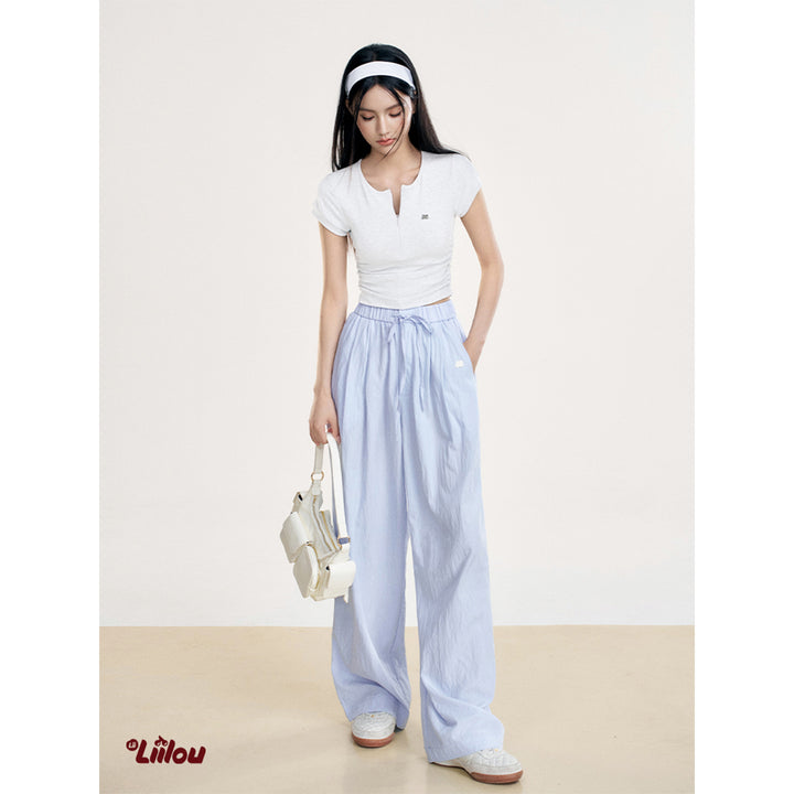 Liilou Zip Up Pleated Waisted Slim T-Shirt White