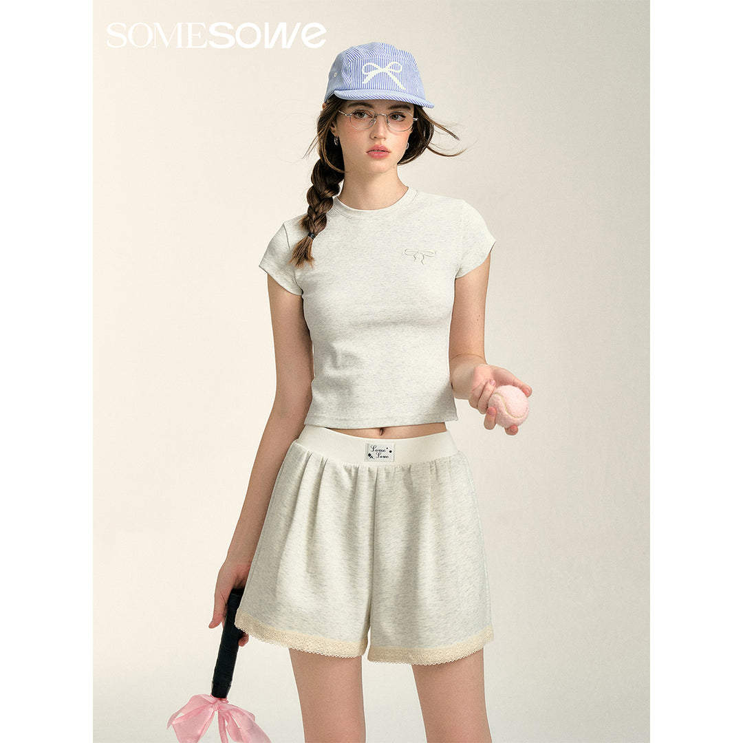 SomeSowe Embroidery Bow Cotton T-Shirt