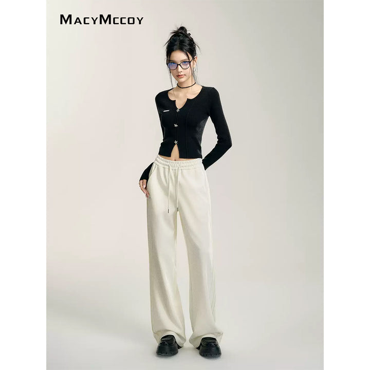 MacyMccoy Sequin High-Waist Wide-Leg Pants Off-White