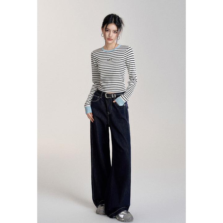 MacyMccoy High Waist Draped Wide-Leg Jeans