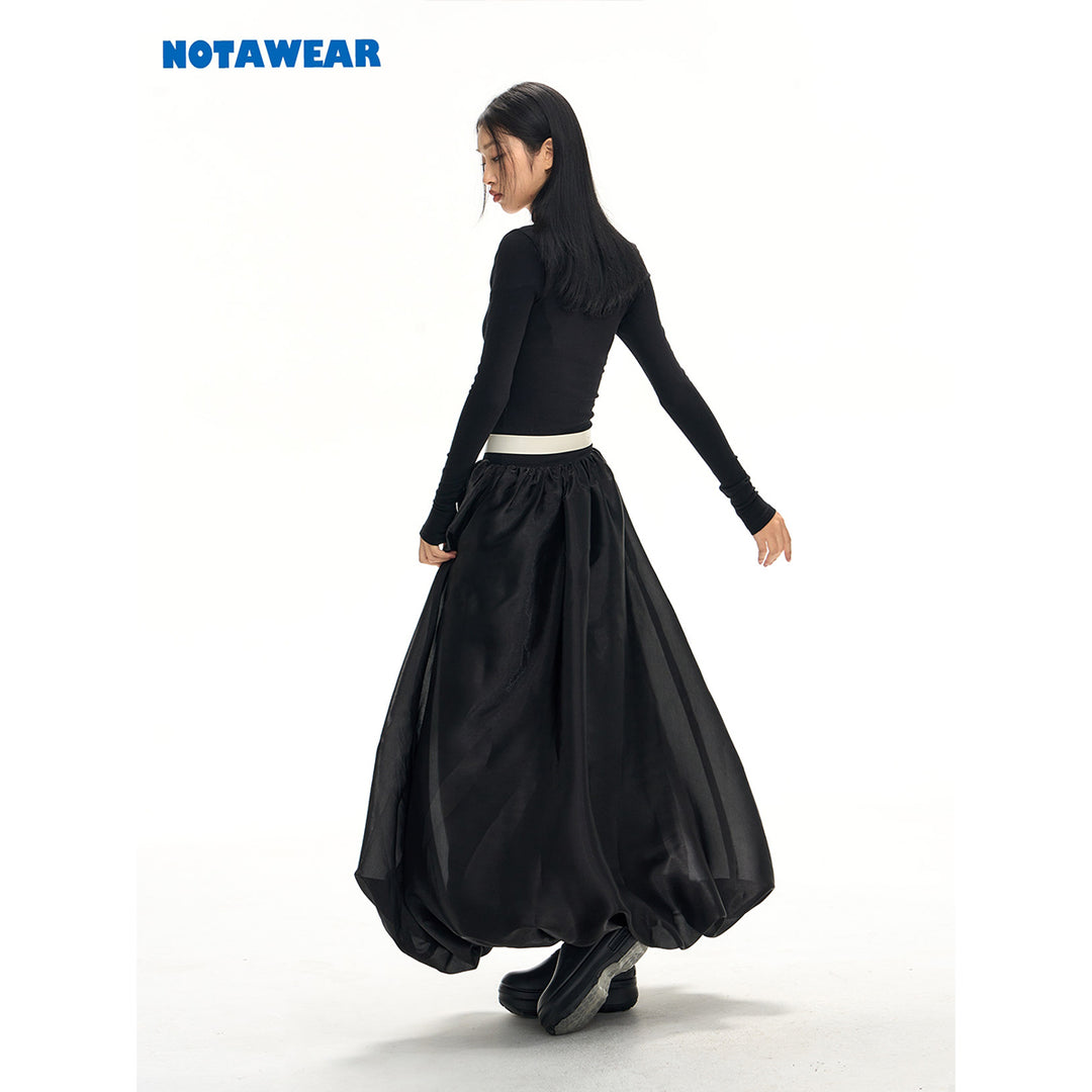 NotAwear Logo Embroidery Square Neck Knit Dress Black - Mores Studio