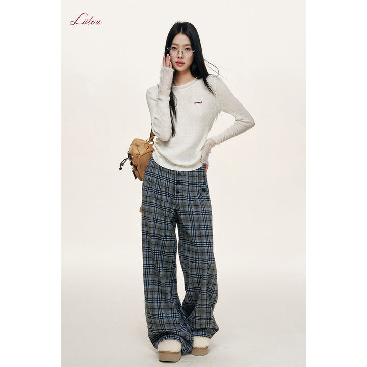 Liilou Mohair Patchwork Woolen Knit Top White