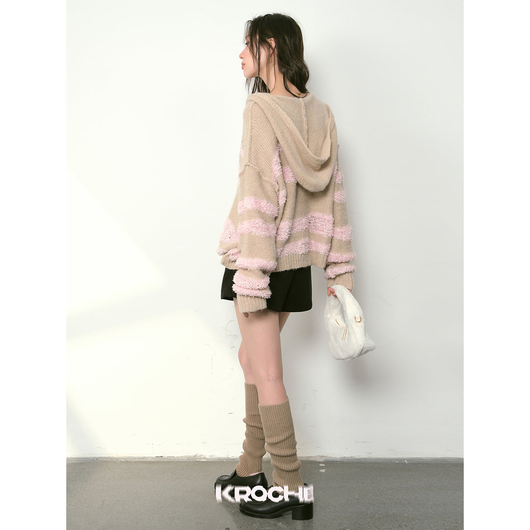 Kroche Color Blocked Destroy Oversized Hooded Sweater - Mores Studio