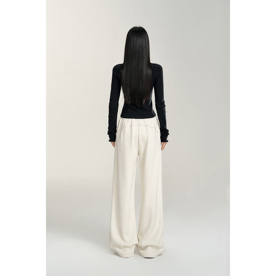 MacyMccoy Wrinkle Wide-Leg Fleece-Lined Pants White