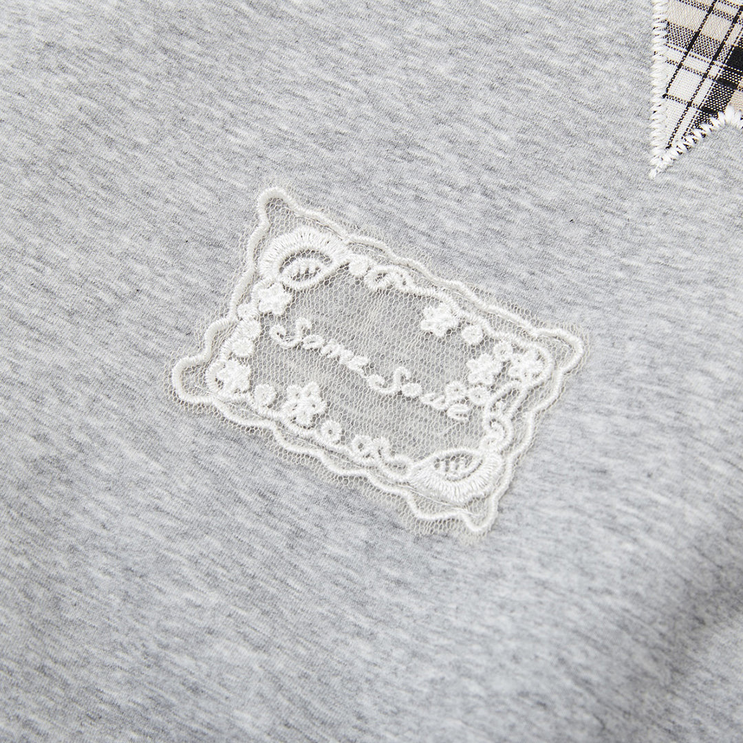 SomeSowe Origami Bow Embroidery Sweatshirt Gray