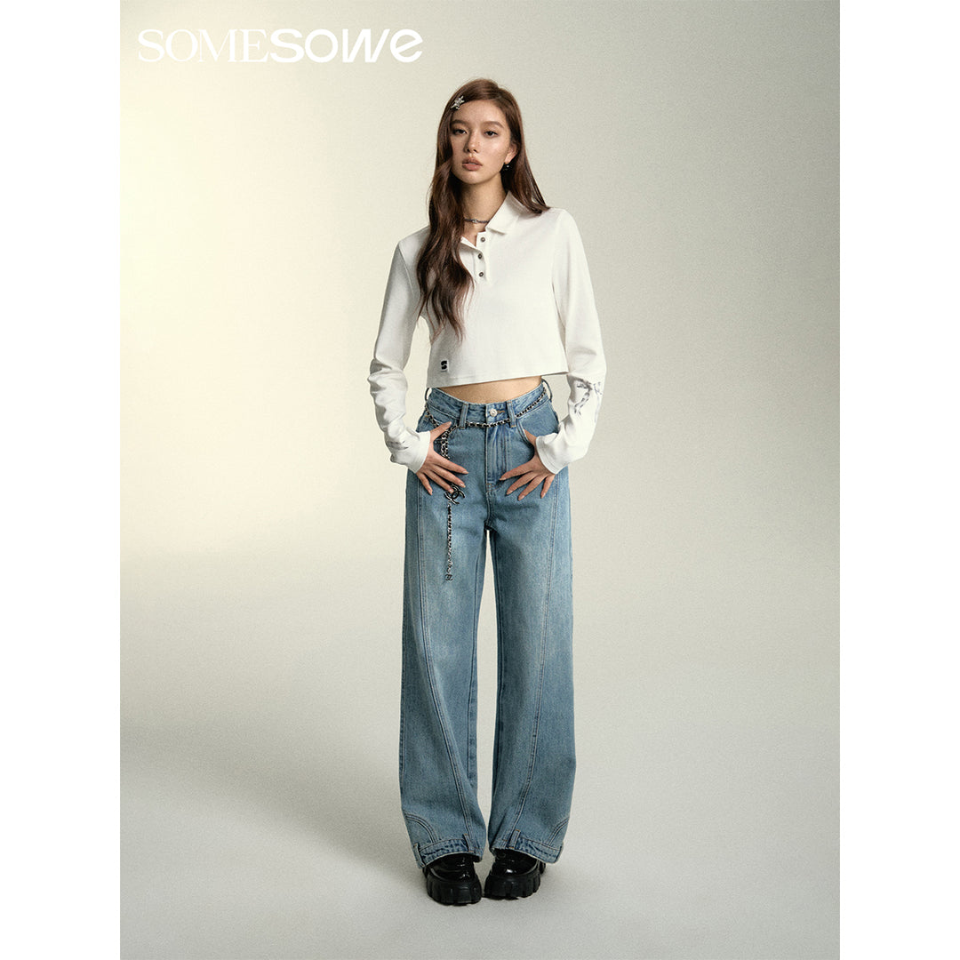SomeSowe Deconstructed Waistline Oversized Jeans
