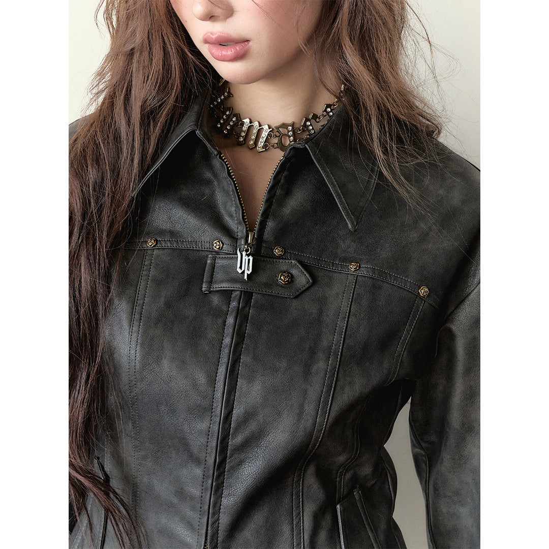 Via Pitti Rivet Locomotive Slim Leather Jacket