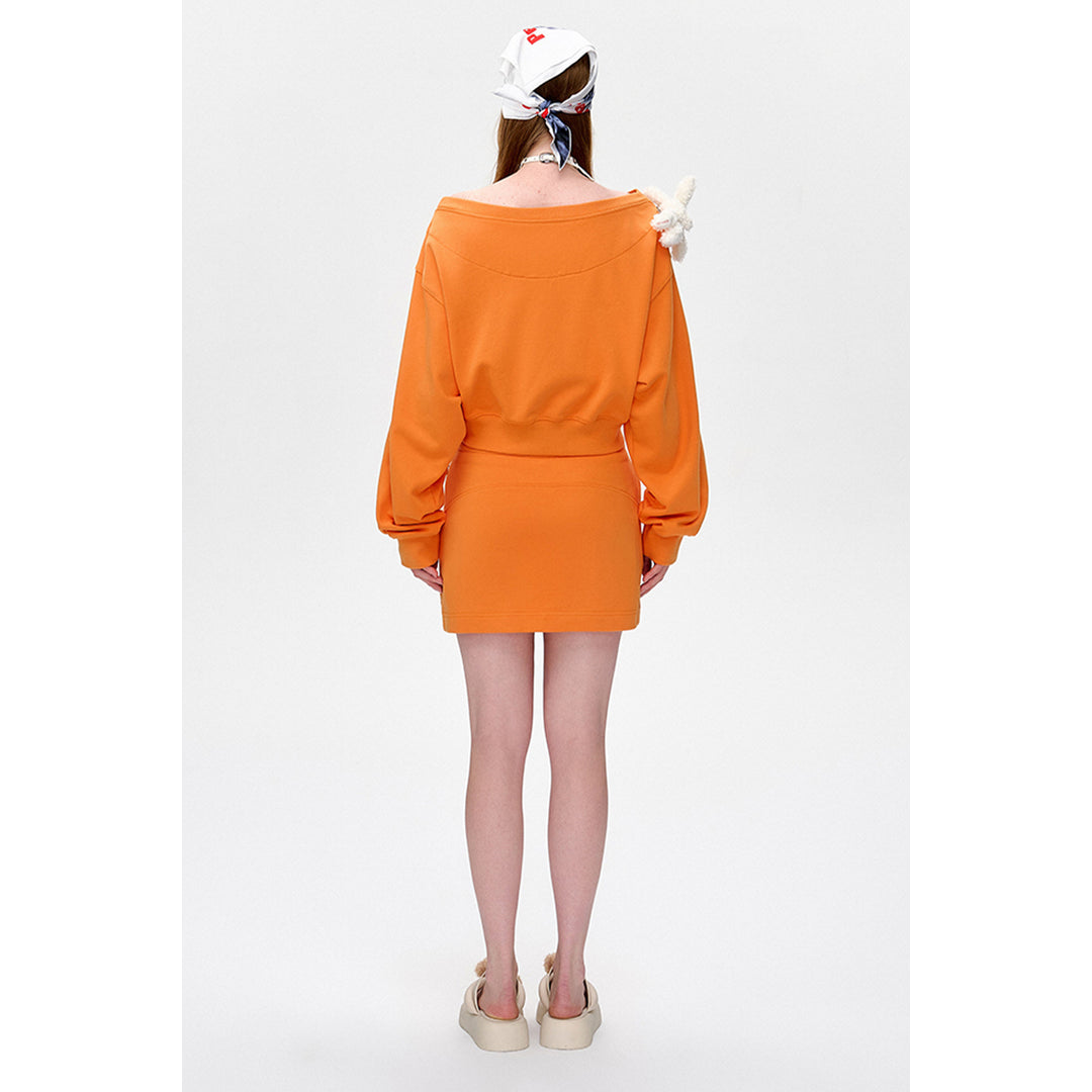 13De Marzo Dooozoo Off Shoulder Short Sweater Orange