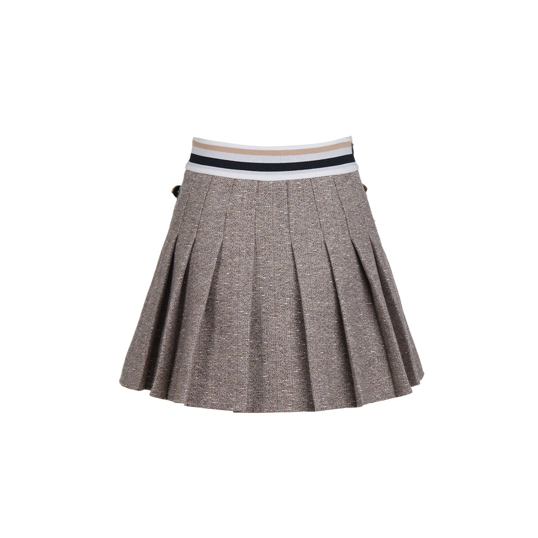 Eimismosol Gold Button Short Jacket & Pleated Skirt Set - Mores Studio