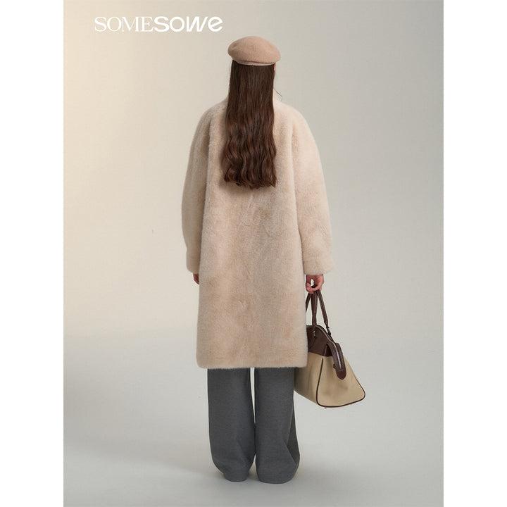 SomeSowe Fluffy Faux Mink Teddy Coat Beige