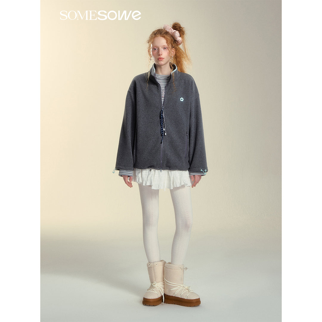 SomeSowe High Collar Fleece Casual Jacket Gray