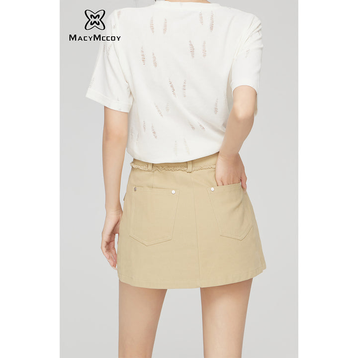 MacyMccoy A-Line Mini Cargo Skirt Khaki