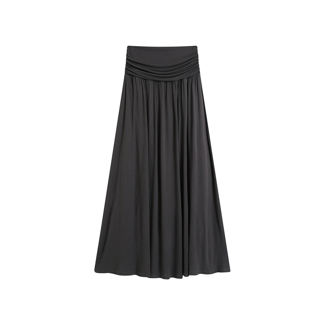 SomeSowe Heaped Ruffle Long Skirt Dark Grey