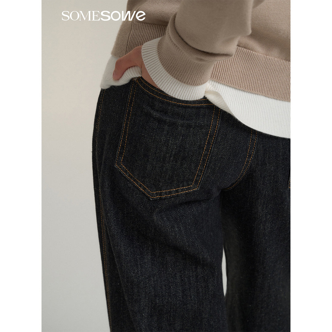 SomeSowe Flip Wide-Leg Jeans Navy Blue