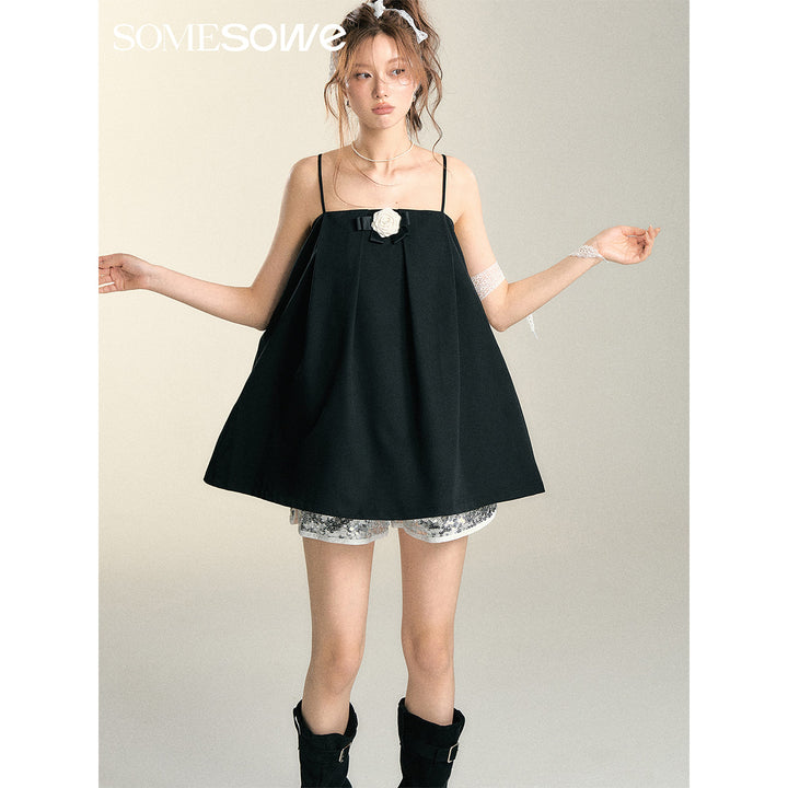 SomeSowe Plush Rose Slip Top Black