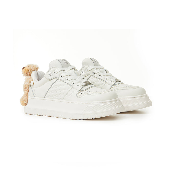 13De Marzo Plush Bear Thick-Soled Sneaker White