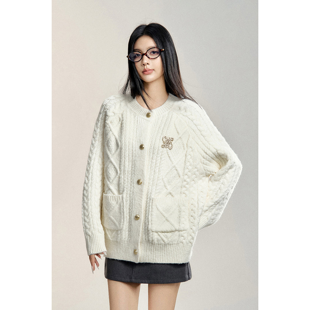 MacyMccoy Twist Silhouette Knit Cardigan White