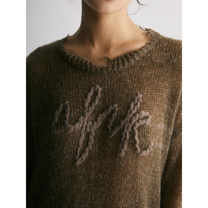 IFIK Logo Embridery Distressed Sweater - Mores Studio