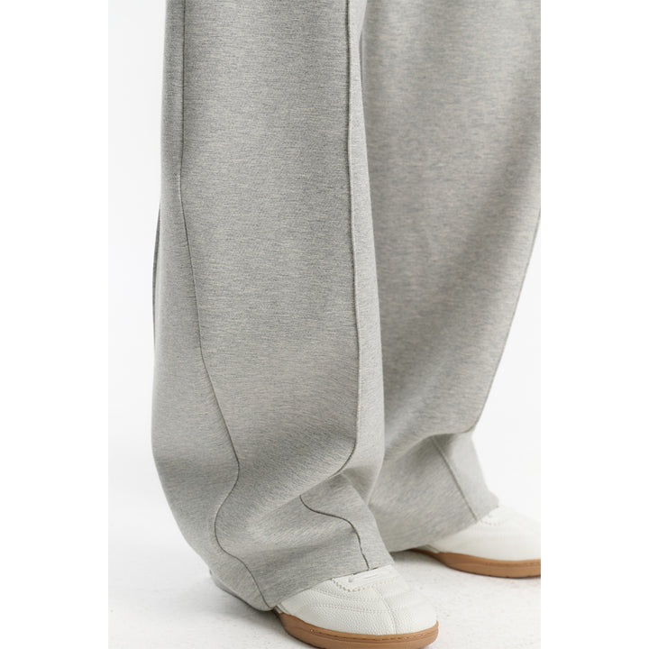 Three Quarters Stretch Loose Fleece-Lined Sweatpants Gray