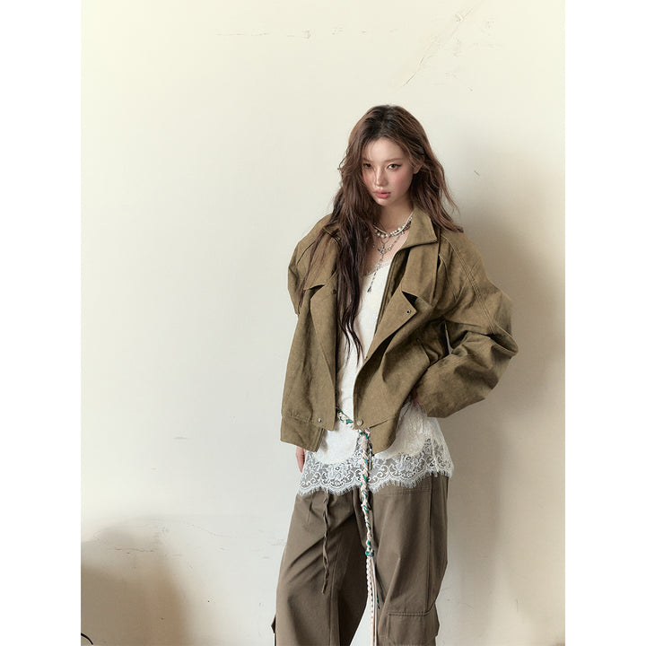 Via Pitti Vintage Rivet Locomotive Loose Jacket Khaki