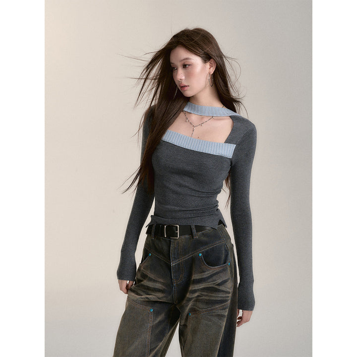 Via Pitti Reversible Two-Way Slim Knit Top Gray