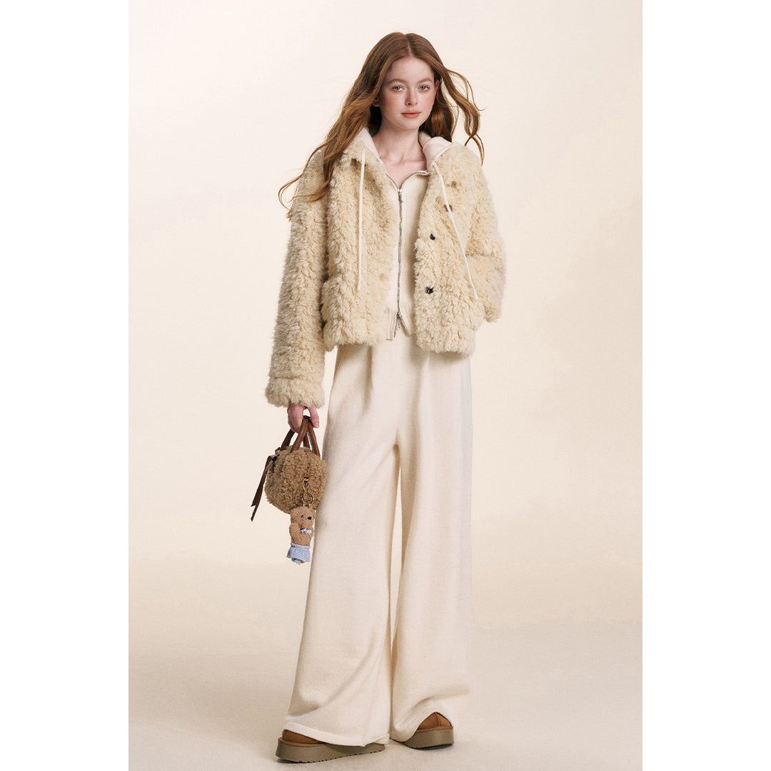 Kroche Curly-Fur Teddy Short Thicken Jacket