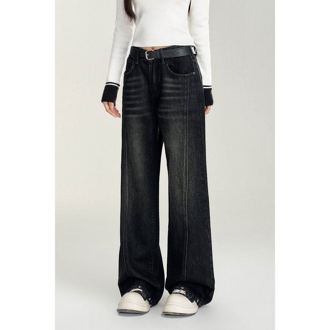 MacyMccoy Heart Pocket Wide-Leg Denim Jeans Black