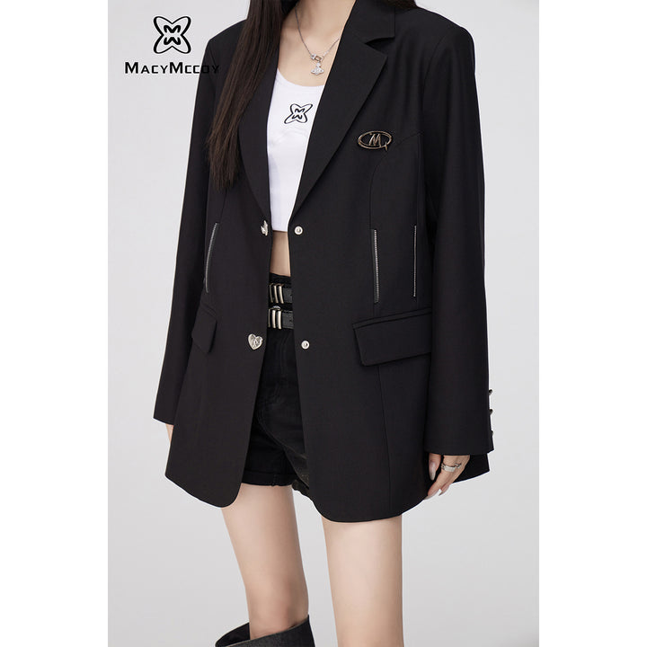 MacyMccoy Heart Button Chain Blazer - Mores Studio