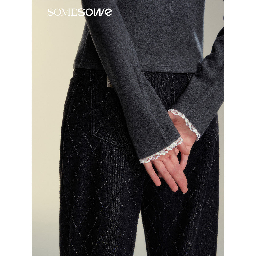 SomeSowe Origami Bow Knit Cardigan Dark Gray