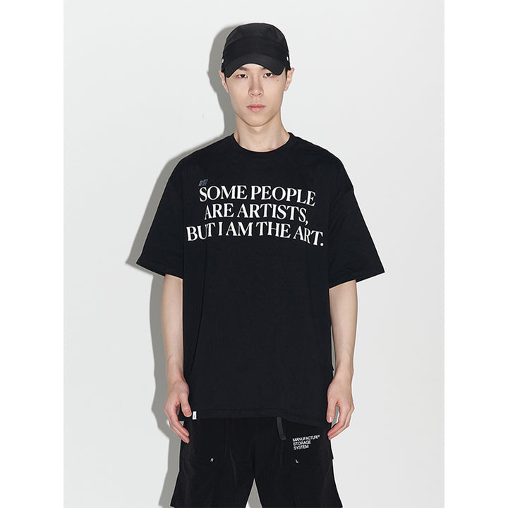 MANUFACTURE Artist Slogan Printed T-Shirt Black