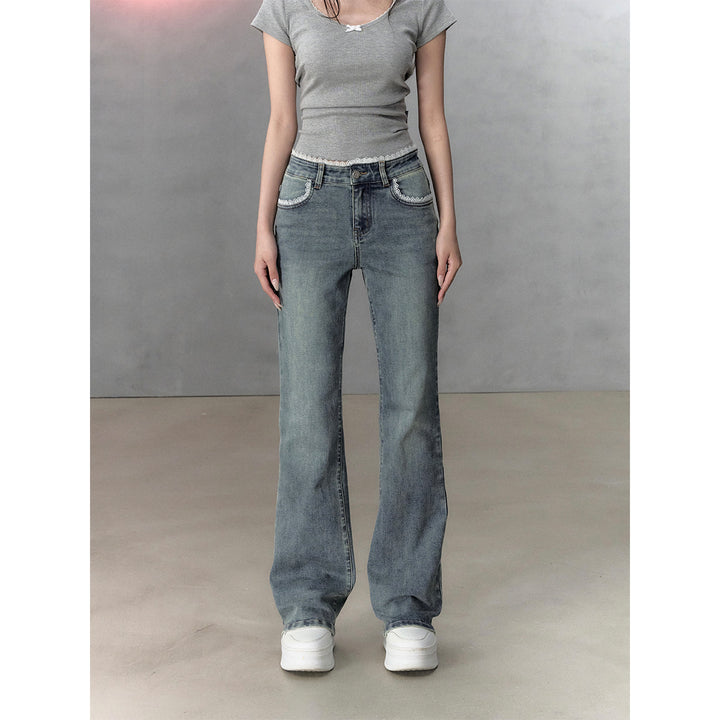 Via Pitti Lace Patchwork Flare Jeans