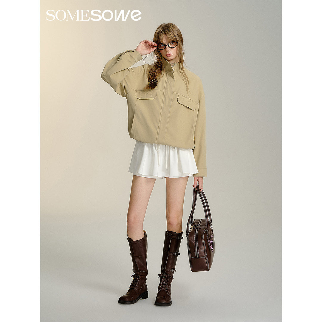 SomeSowe 3D Bow Casual Jacket Khaki