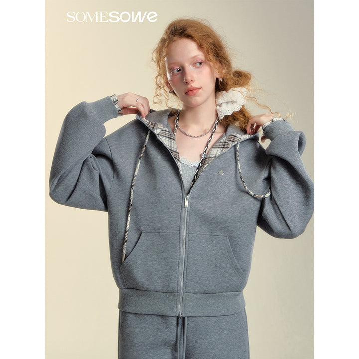 SomeSowe Fleece-Lined Hooded Top Jacket Gray