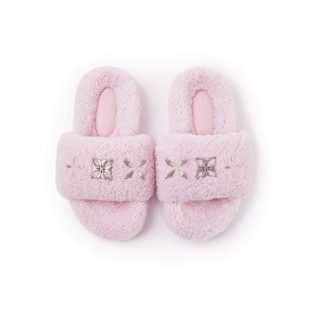 Trapar Waves Basic Casual Furry Slipper Pink