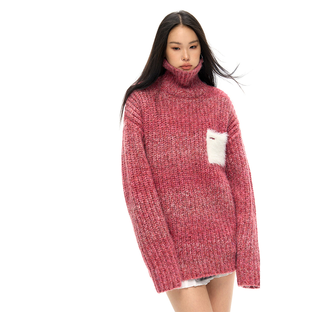 NotAwear Color Blocked Fluffy Pocket Sweater Red - Mores Studio