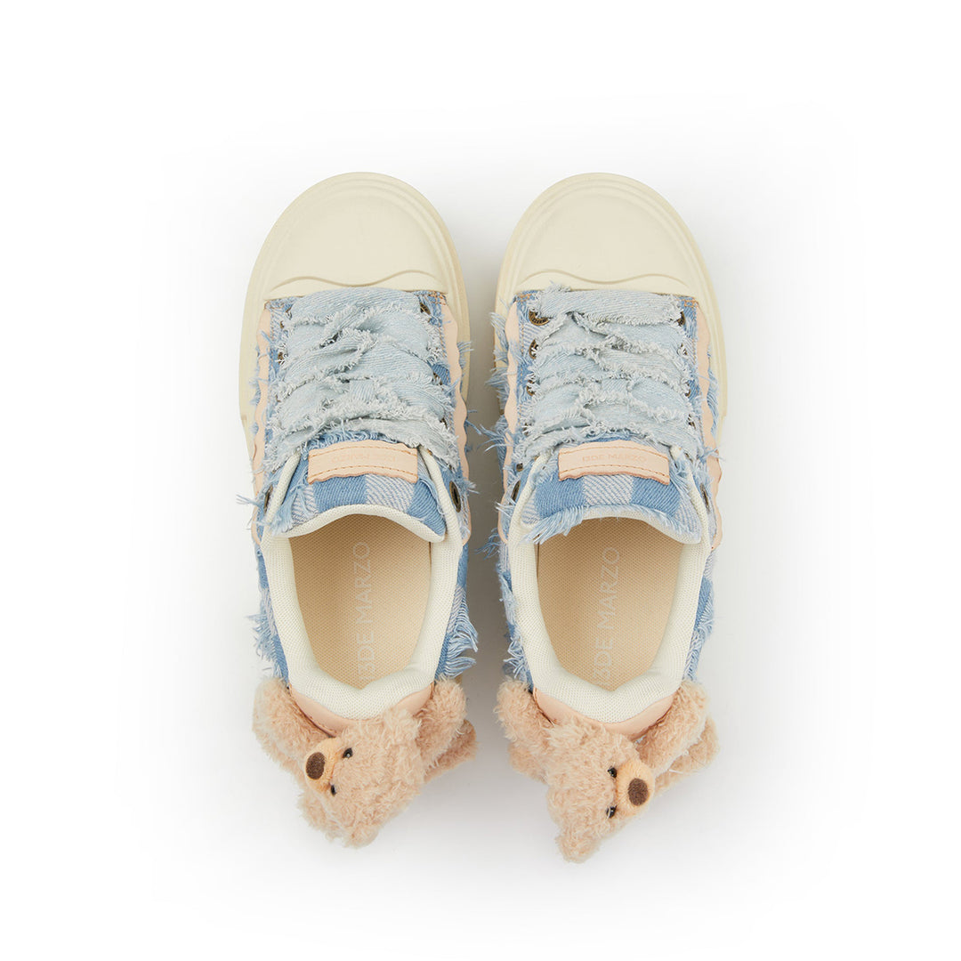 13De Marzo Plush Bear Denim Badge Sneaker Blue