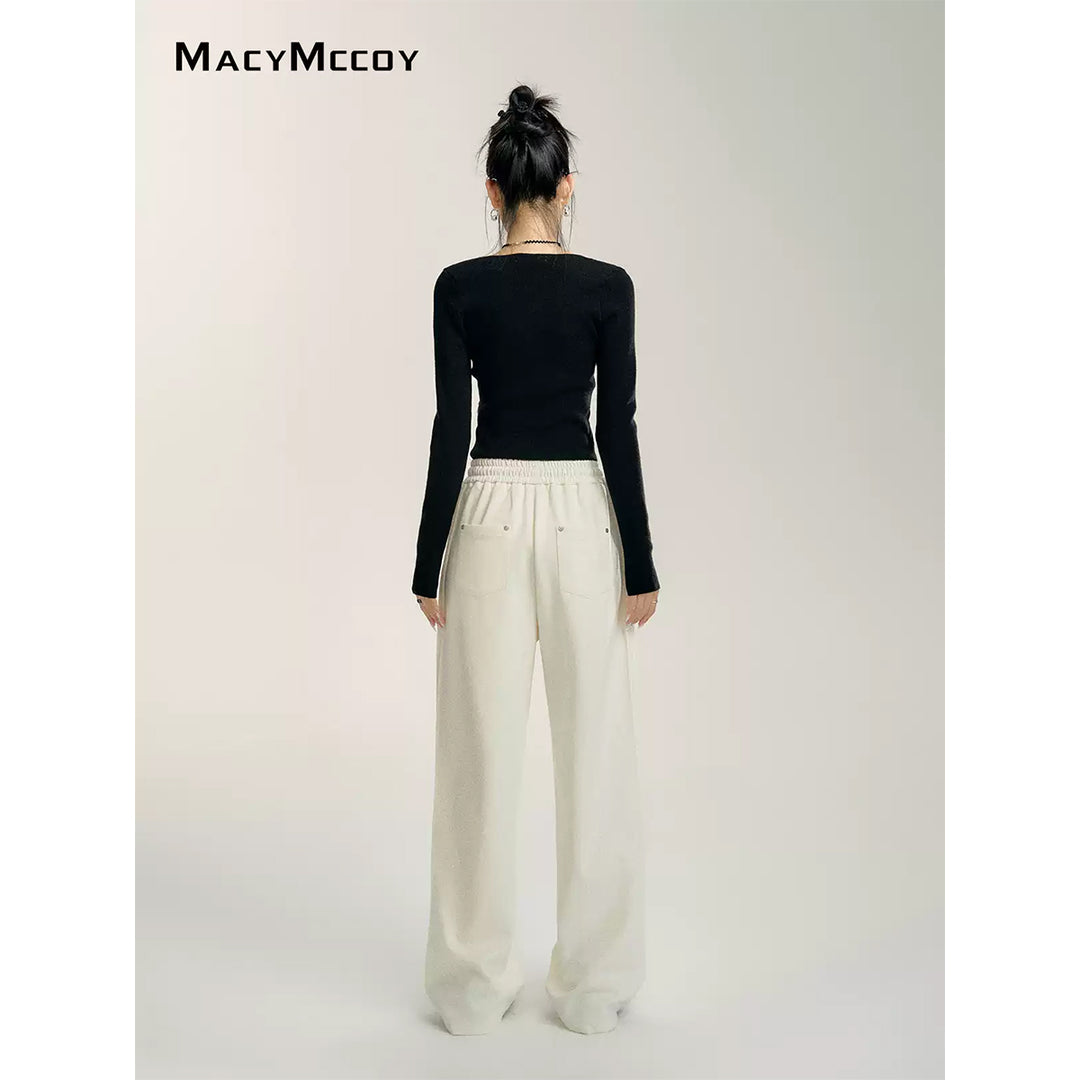 MacyMccoy Sequin High-Waist Wide-Leg Pants Off-White