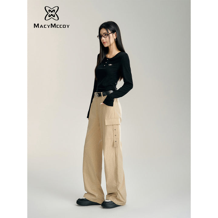 MacyMccoy Pleated Wide-Leg Cargo Pants Khaki