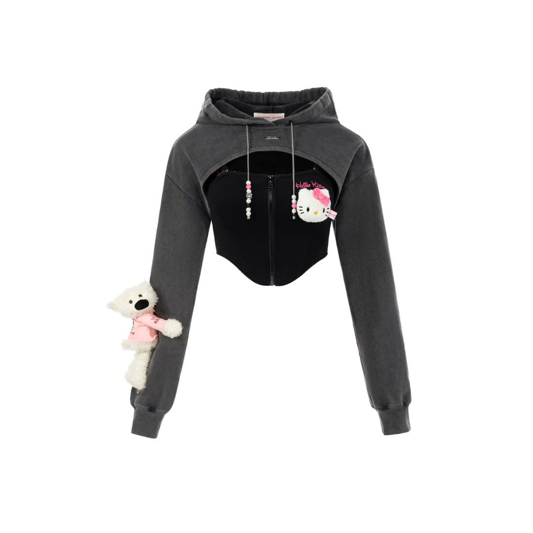 13De Marzo X Hello Kitty Sports Shorts Hoodie Black - Mores Studio