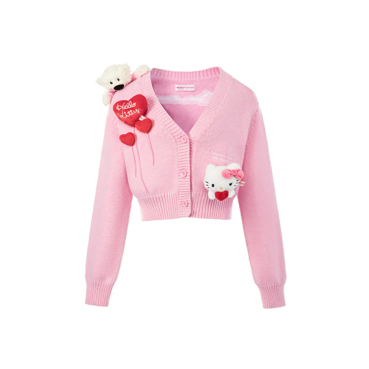 13De Marzo X Hello Kitty Heart Bear Cardigan Pink - Mores Studio