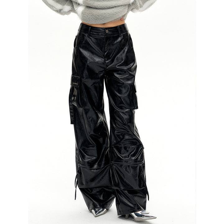 NotAwear Glossy Leather Cargo Pants Black - Mores Studio