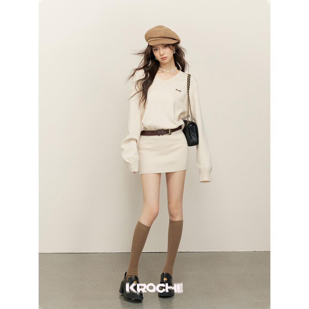 Kroche Old Money Style Knit Sweater Dress - Mores Studio