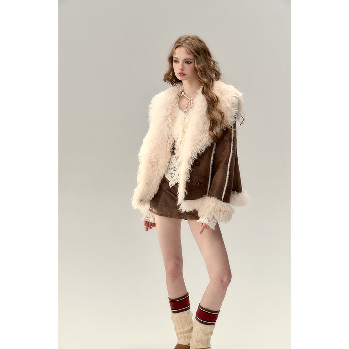 Via Pitti Rabbit Fur Faux Leather Thick Jacket - Mores Studio