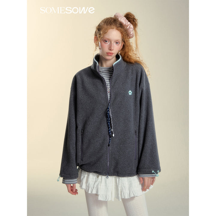 SomeSowe High Collar Fleece Casual Jacket Gray