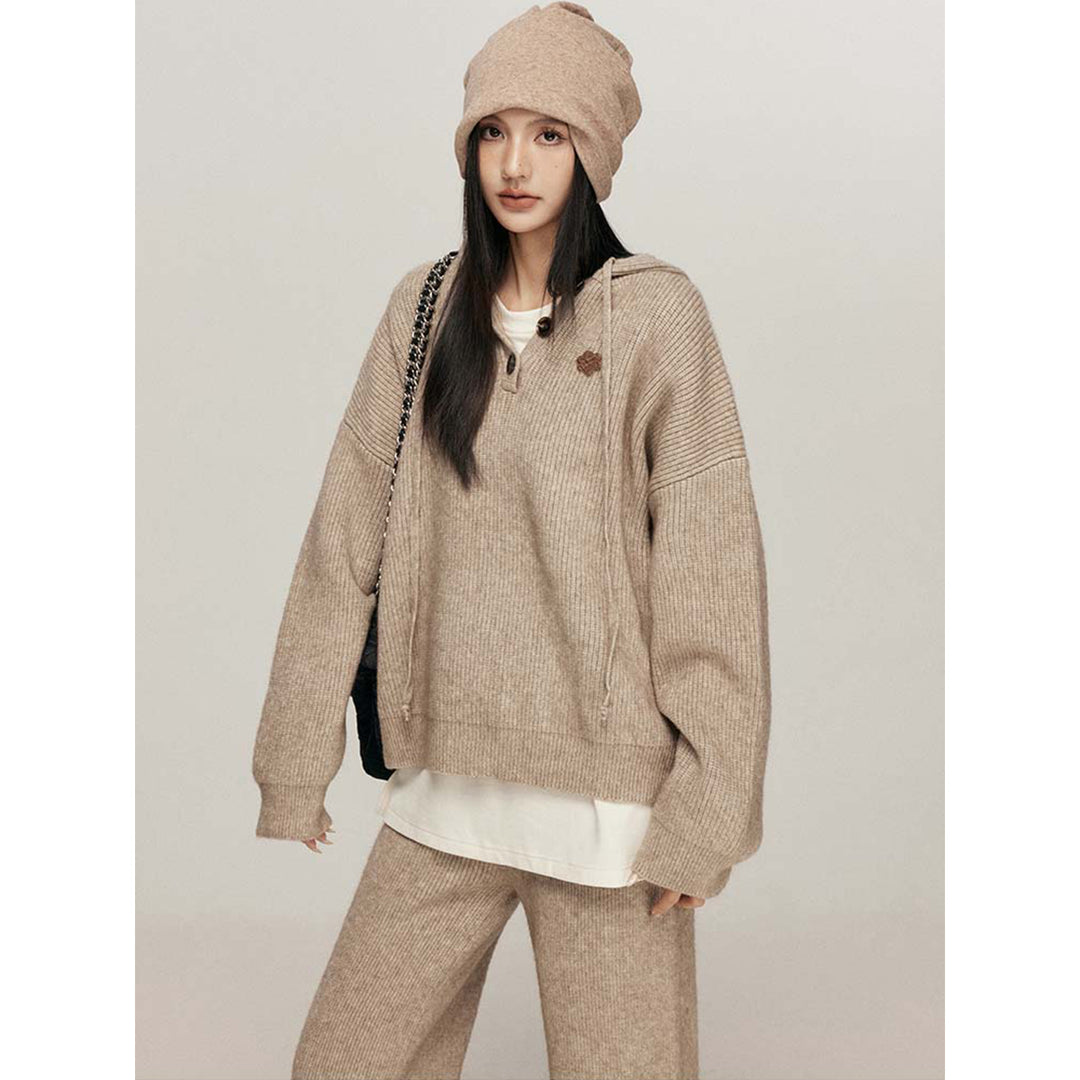 Liilou Casual Oversized Hooded Sweater Oat - Mores Studio