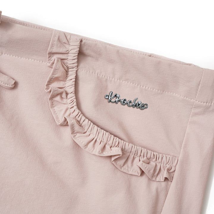 Kroche Lace Patchwork Bow Lace Up Cargo Pants Pink